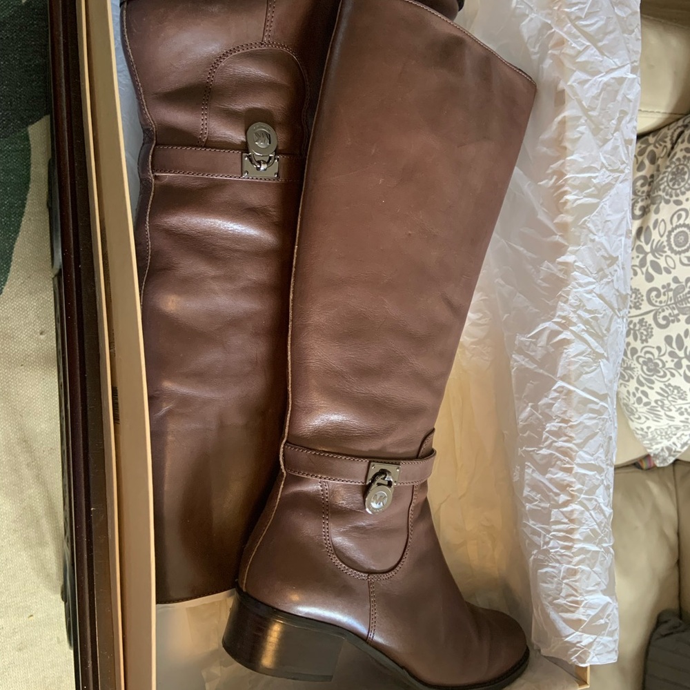 Michael Kors Mocha Leather Riding Boots